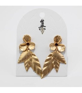 PENDIENTES FLOR CON HOJAS COLGANDO