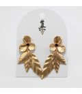 PENDIENTES FLOR CON HOJAS COLGANDO