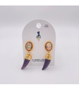 PENDIENTES CUERNOS AZULES
