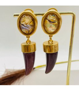 PENDIENTES CUERNOS MARRONES