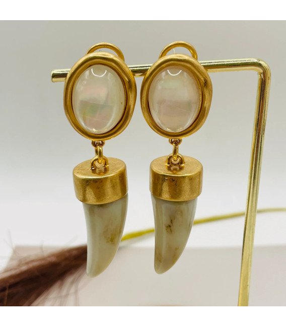 PENDIENTES CUERNOS BEIGE