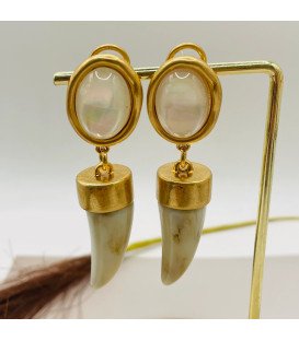PENDIENTES CUERNOS BEIGE