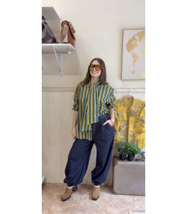 PANTALON VAQUERO FRUNCIDO