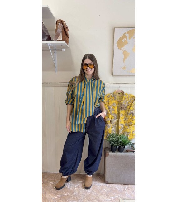 PANTALON VAQUERO FRUNCIDO