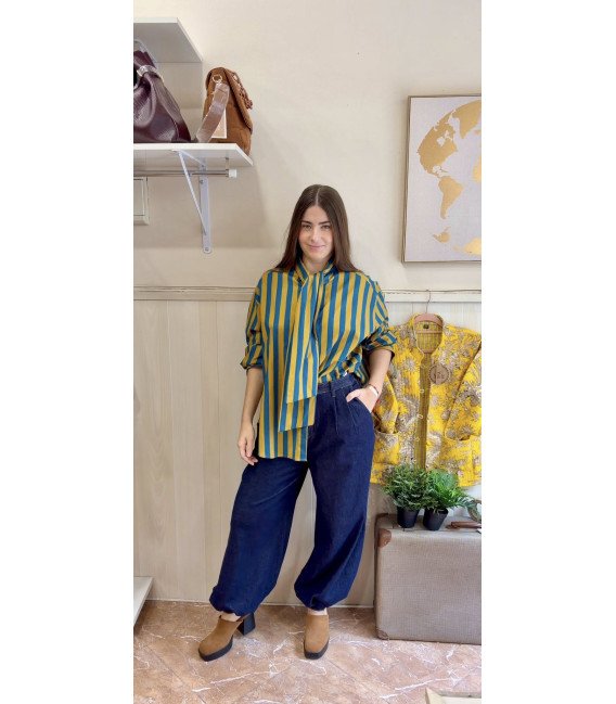 PANTALON VAQUERO FRUNCIDO