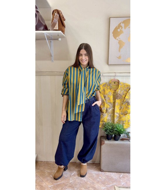 PANTALON VAQUERO FRUNCIDO