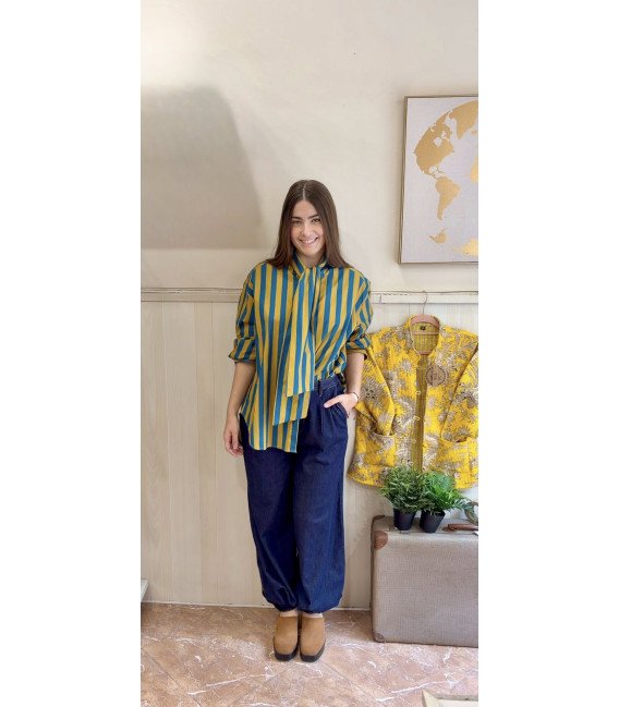 PANTALON VAQUERO FRUNCIDO