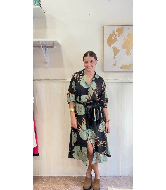 vestido camisero flores